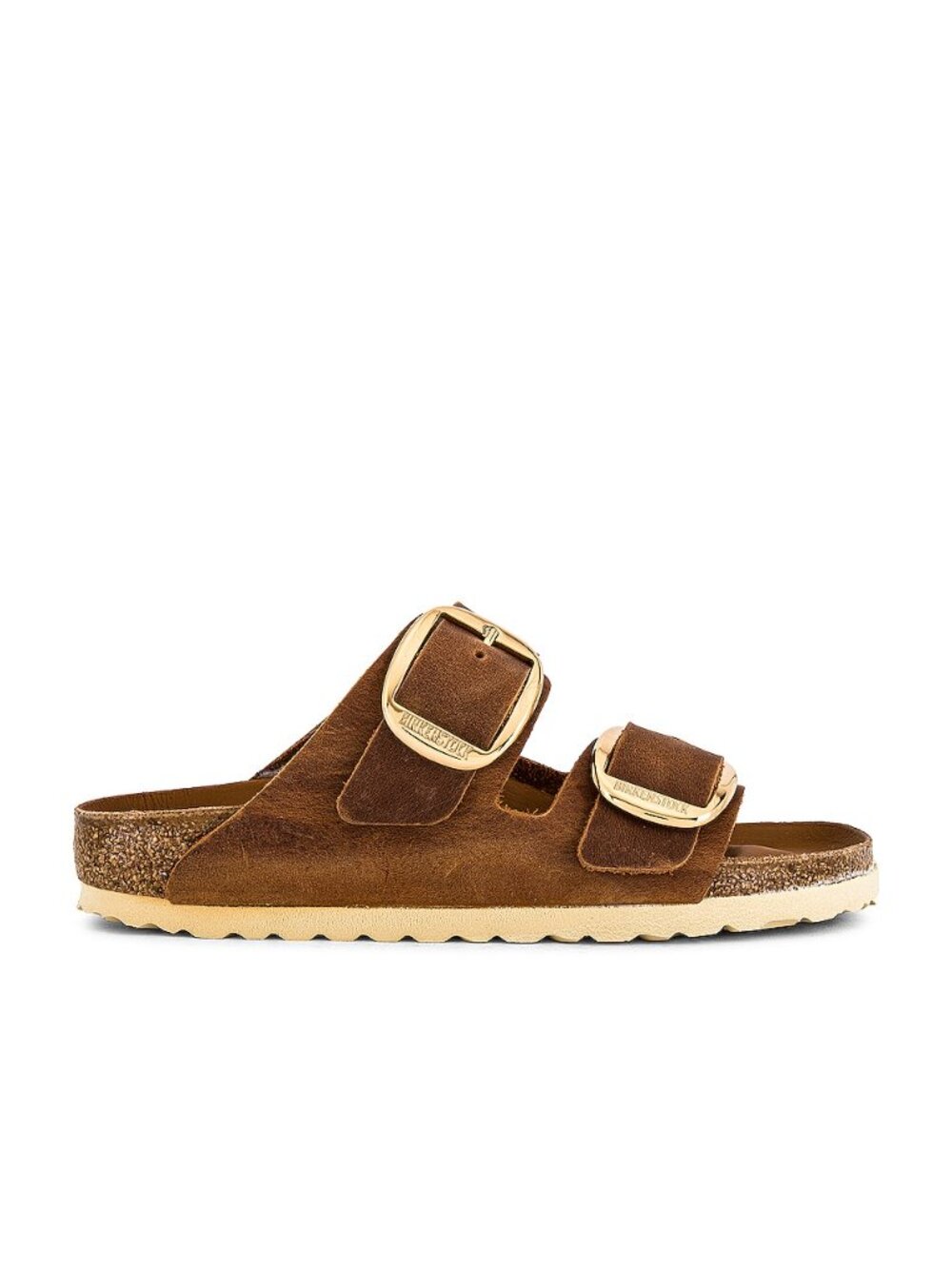 BIRKENSTOCK Arizona Big Buckle Sandal in Cognac nubuck leather